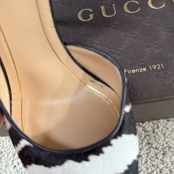 GUCCI Zebra Pony Hair Pointed D'Orsay Pumps Size 38 / 8 - Picture 4 of 10